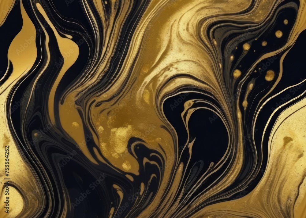 Gold fluid art marbling textured background