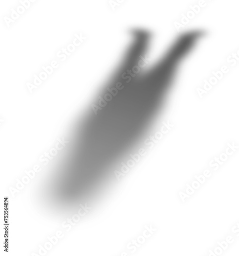 Human long cast shadow isolated on transparent background