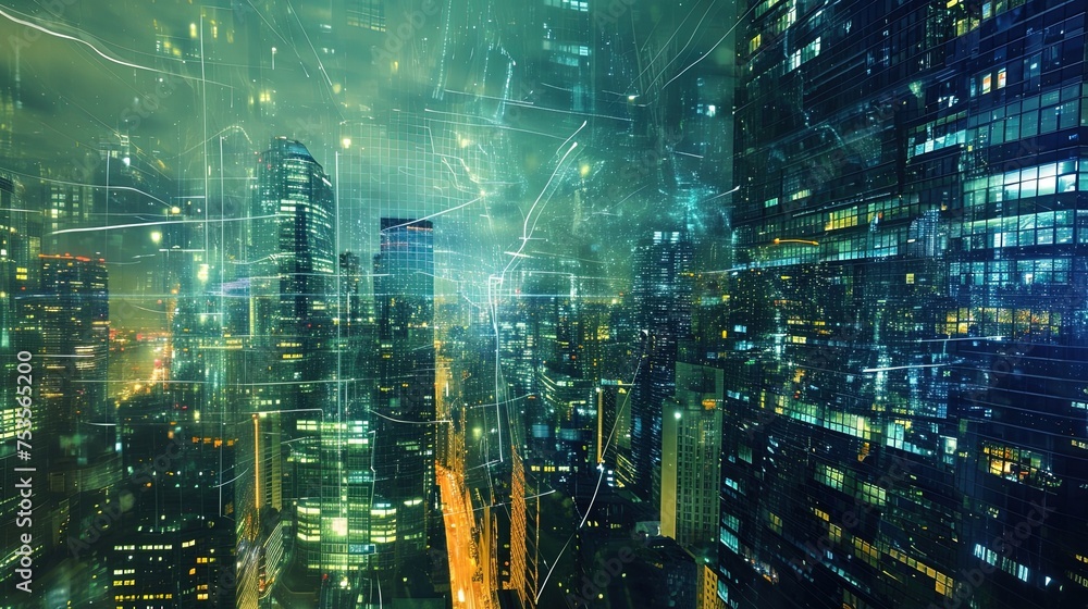 digital illustration of a city with high speed motion digital illustration of a city with high speed motion