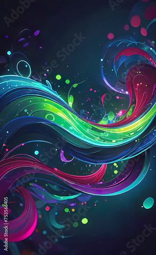 Abstract waves of rainbow background flow on dark background, Abstract wallpaper for design,