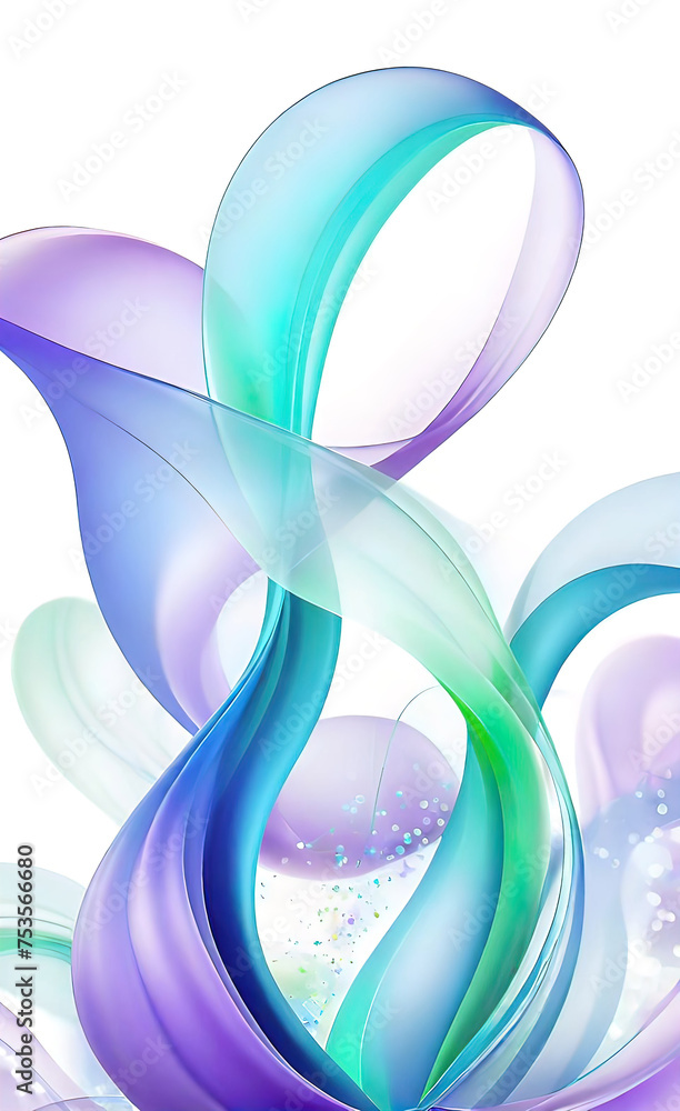 Abstract waves of iridescent blue and lilac background flow on a light background, Abstract wallpaper for design,