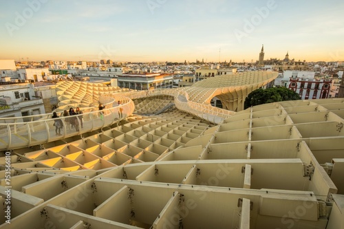 Obraz na płótnie Las Setas, or Metropol Parasol in Seville, Spain w salonie
