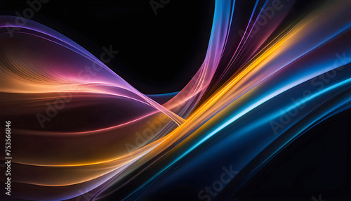 Abstract waves of rainbow background flow on dark background, Abstract wallpaper for design,