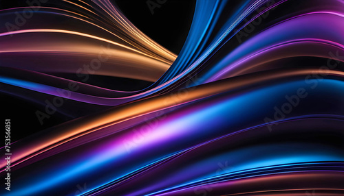Abstract waves of rainbow background flow on dark background  Abstract wallpaper for design 