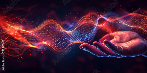 Abstract Sound Wave Floating Above Human Hand