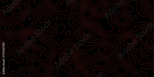 Black Red map of strokes on slightly reflective aluminum background panorama of clean,desktop wallpaper plate with reflections has a shiny topography luxury floor grunge wooden. 