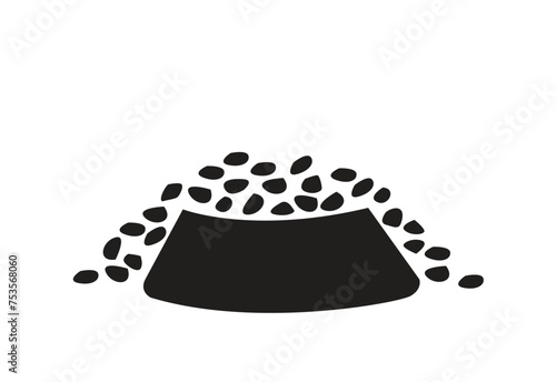 Cartoon image of a pet plate with food pieces. Editable Clip Art.