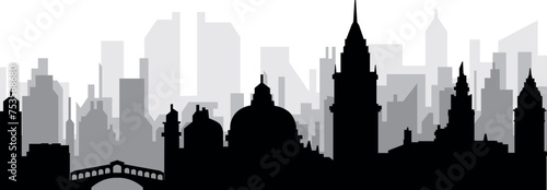 Black cityscape skyline panorama with gray misty city buildings background of VENICE (VENEZIA), ITALY