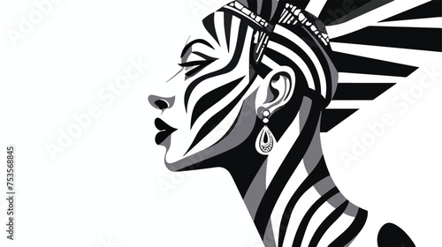 Nefertiti Queen Zebra Woman made of black and white. photo