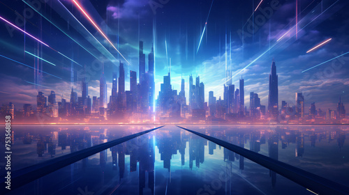 Holographic cityscapes glow technology    .