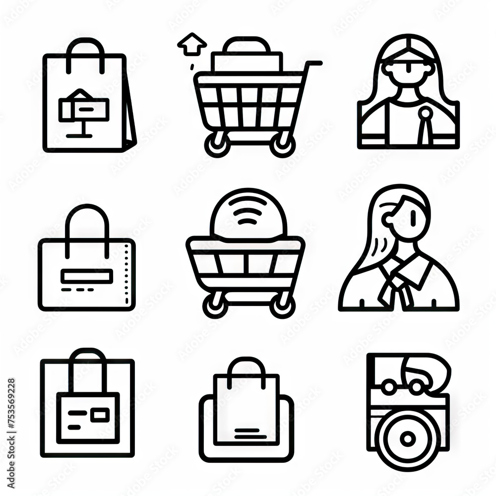 Retail Revelations - Shopper's Showcase. Multiple. Vector Icon Illustration. Icon Concept Isolated Premium Vector. Line Art. Black Outline. White Background. Retail Revelations - Shopper's Showcase. Multiple. Vector Icon Illustration. Icon Concept Isolated Premium Vector. Line Art. Black Outline. White Background.