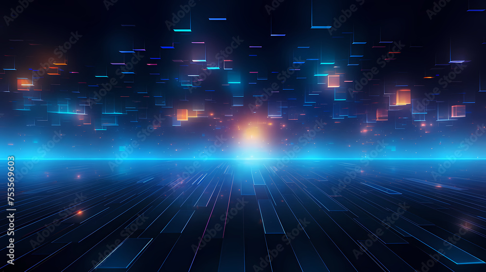 Obraz premium IT data and information display in modern particle energy flow, background, wallpaper