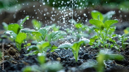 Water droplets fall gently ...