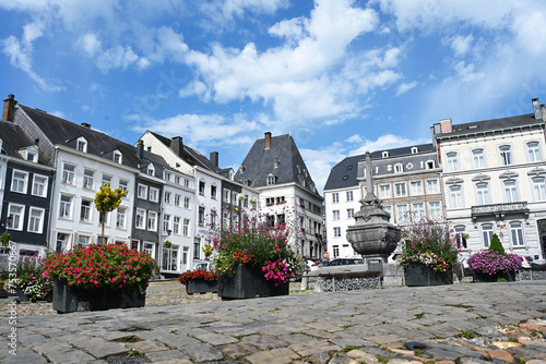 Place Saint Remacle, a cobbled square in the historical center of Stavelot a town in the Belgian Ardennes.