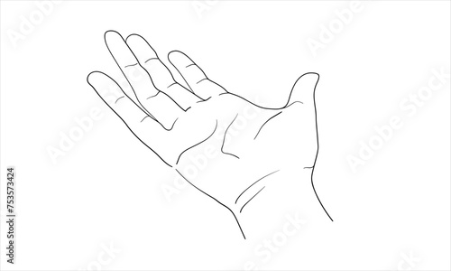 Hand in line art style. Continuous line art set isolated on white background. Outline, linear, thin line, doodle art. Minimalist Vector illustration