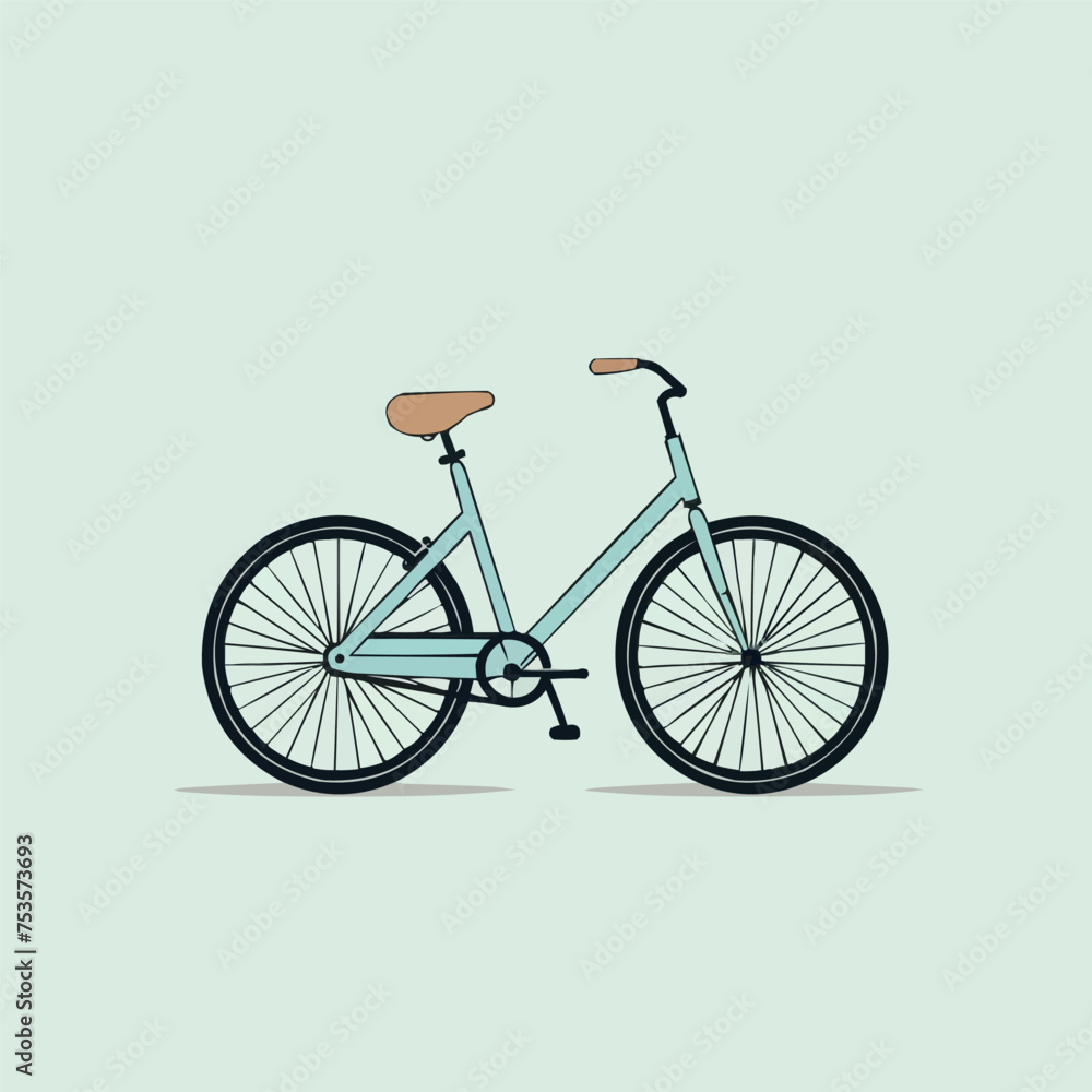 Fototapeta premium A blue bicycle with a brown seat and handlebars. Vector illustration