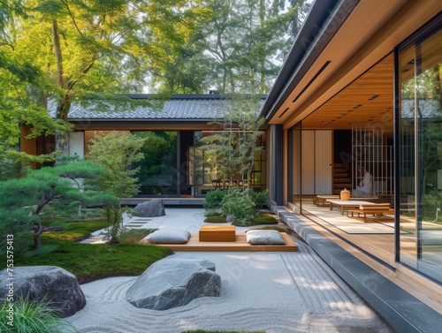 A modern house designed with Japanese influences
