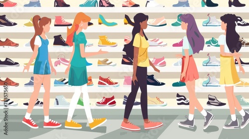 Girls are shopping for shoes