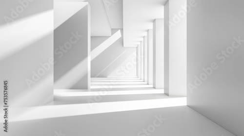 Abstract .Geometric shape white background ,light and shadow.