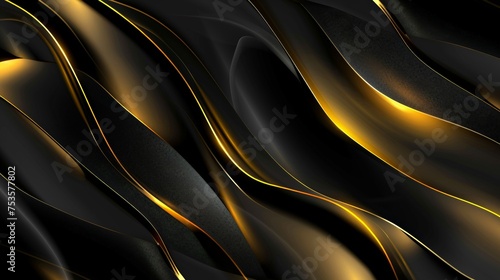 abstract wallpaper. Three-dimensional dark golden and black background. golden wallpaper. Black and gold background © Sasint
