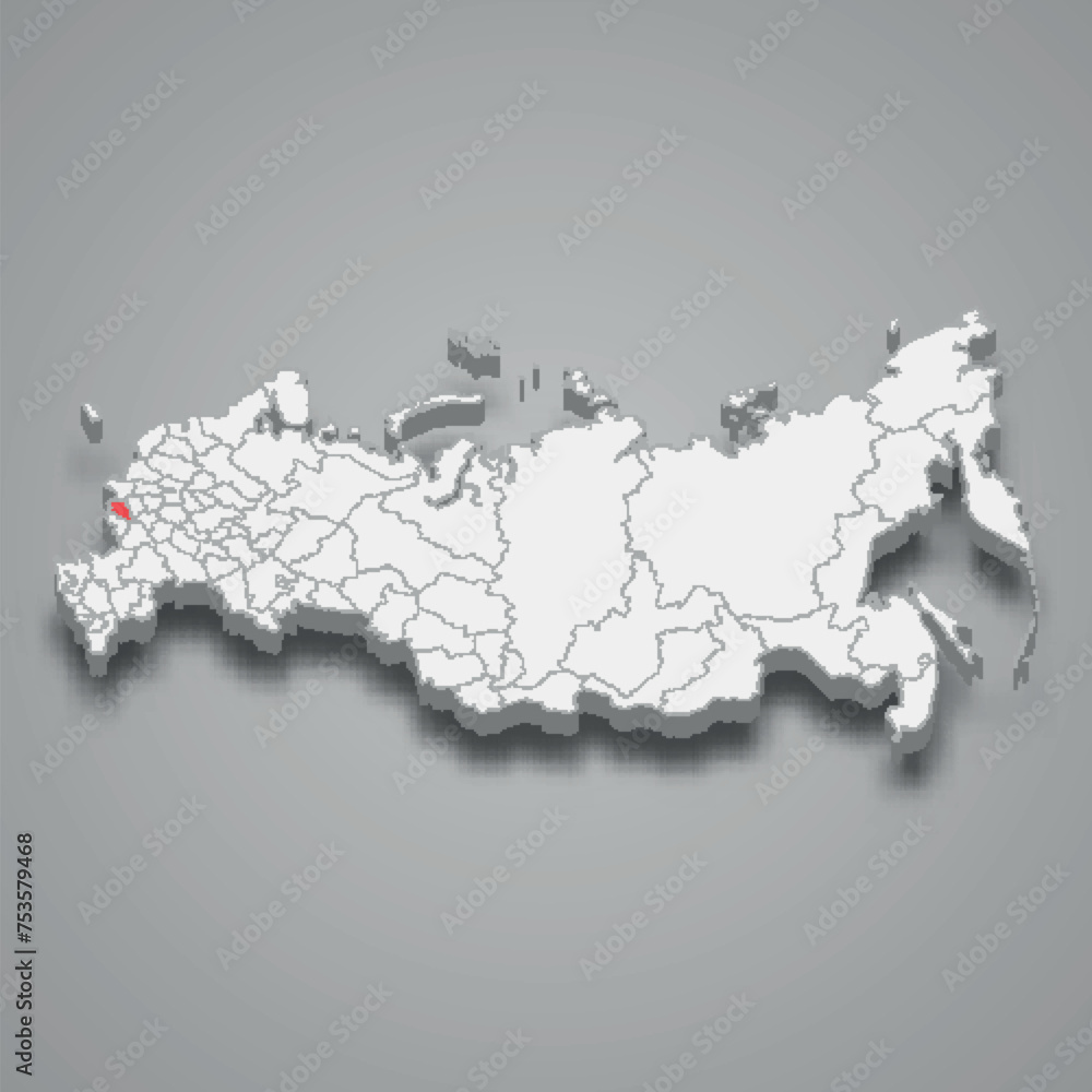 Kursk region location within Russia 3d map Kursk region location within Russia 3d map