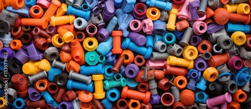 Colorful plastic car fasteners for bumpers doors and fenders Suitable for all vehicle models Texture backdrop photo