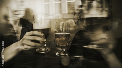 Menschen in einem Pub beim Bier trinken, Konzept abstrakte Darstellung Bier