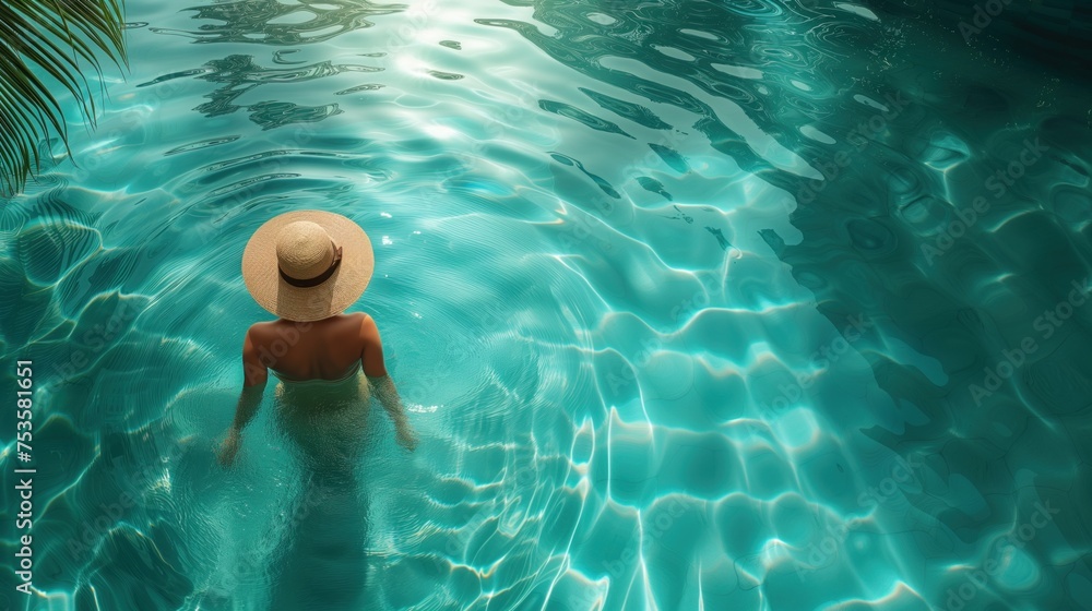 portrait, a young pretty girl bathes in a spa pool