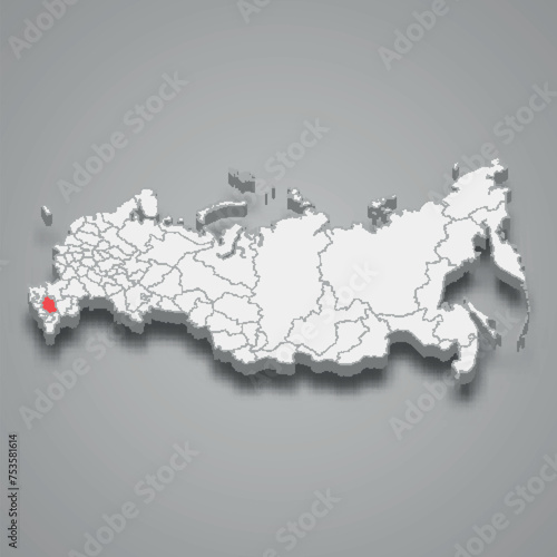 Stavropol region location within Russia 3d map photo