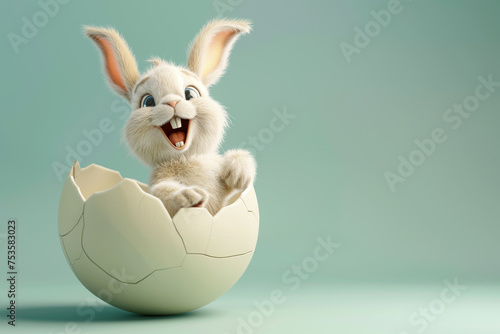 Cute Easter bunny in an Easter egg. Generative ai 