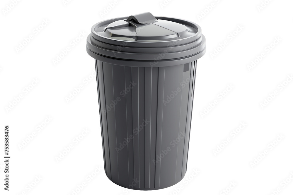 Isolated black trash can on transparent background Isolated black trash can on transparent background
