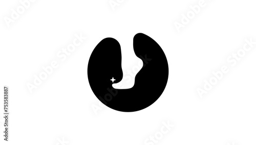 Pedicure emblem, black isolated silhouette