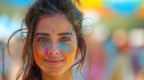 portrait of a cute Indian girl, Holi holiday