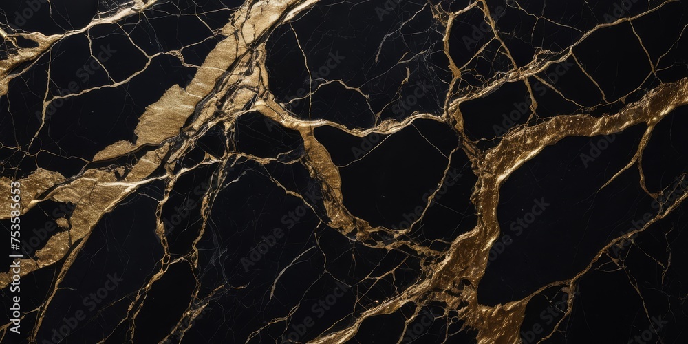 Black and gold marble texture design ceramic tile.