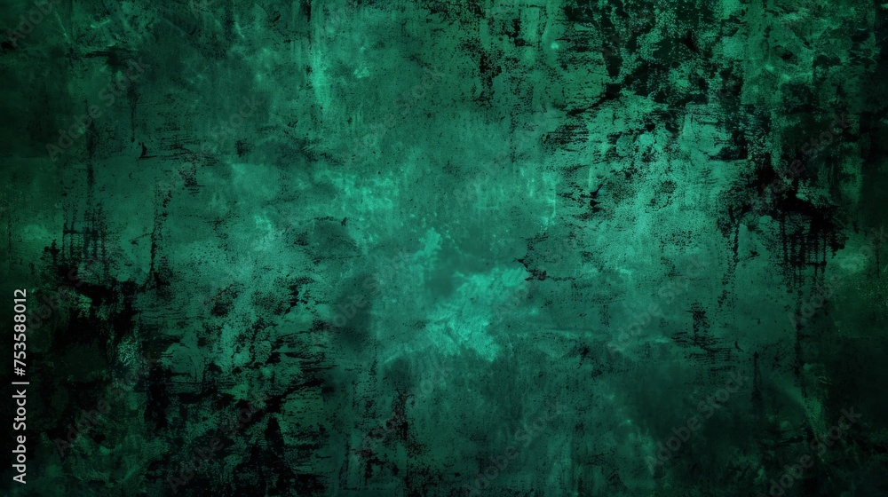 Elegant dark emerald green background with black shadow border and old vintage grunge texture design