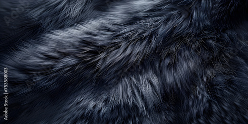 A black faux fur fabric with a thick layer of fur. © Dear