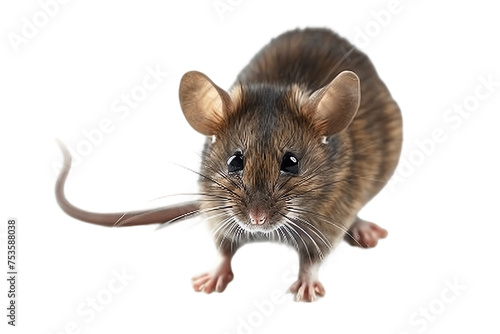 Small white rat with pink paws isolated on a white background (avoiding terms like pest and dormouse)