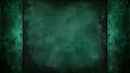 Elegant dark emerald green background with black shadow border and old vintage grunge texture design