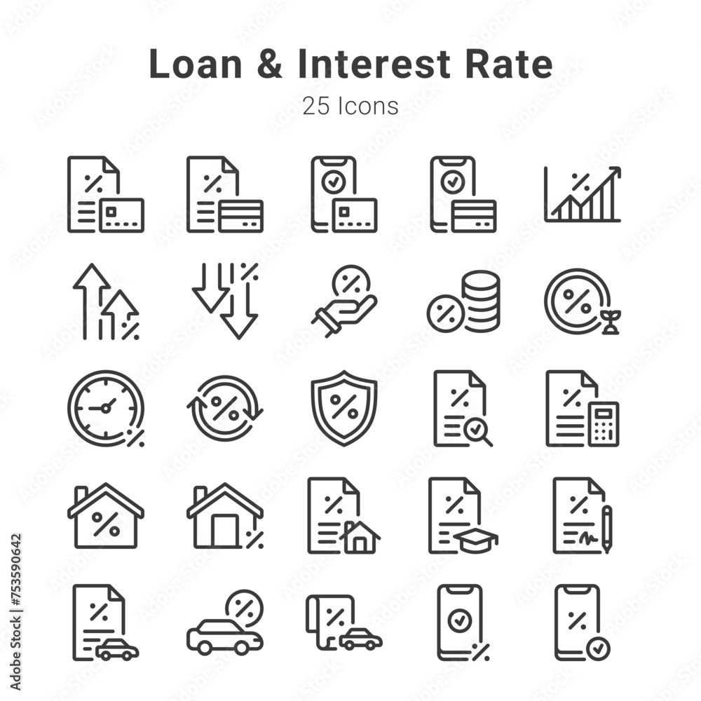 Loan & interest rate icons collection Loan & interest rate icons collection
