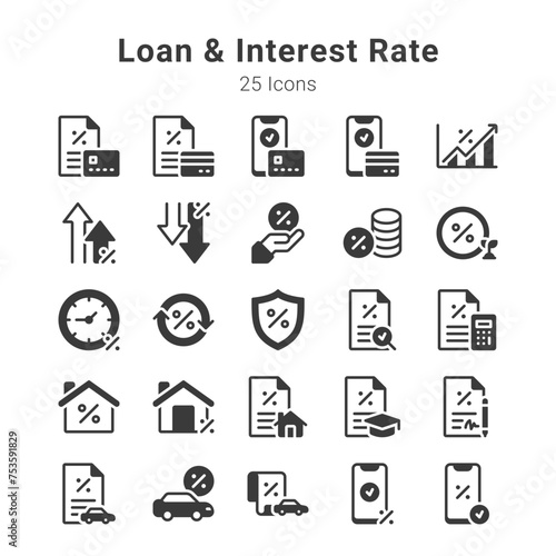 Loan & interest rate icons collection