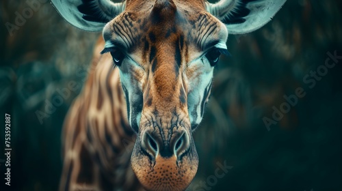 a cinematic and Dramatic portrait image for giraffe photo