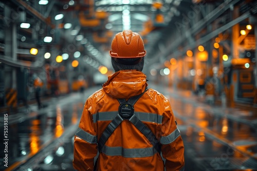 Man Wearing Hard Hat and Orange Jacket