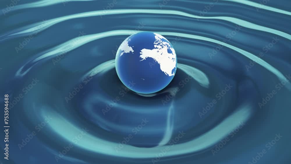 World Water Day, Earth Floating on Water Surface World Water Day, Earth Floating on Water Surface