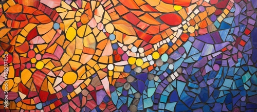 Mosaic design on a colorful backdrop