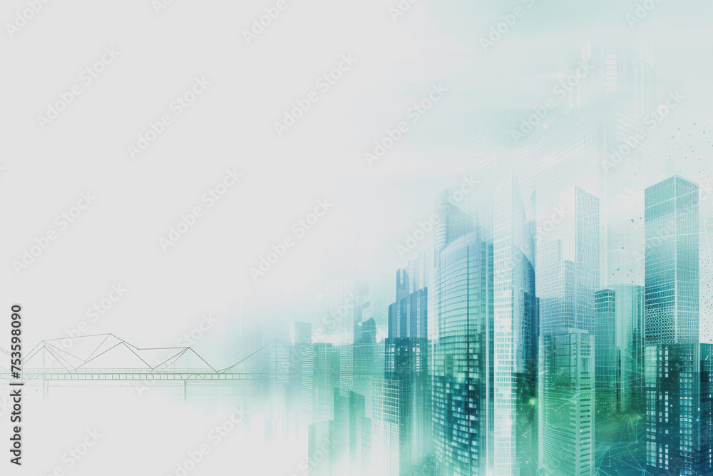 Abstract banner landscape city white background