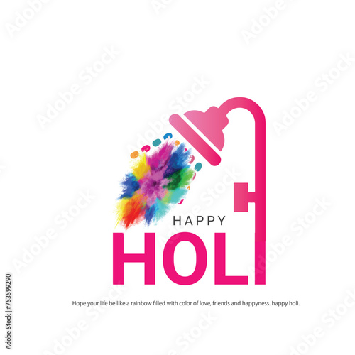  Happy Holi, Colorful explosion for Holi festival poster banner, creative Ads, 3d illustration