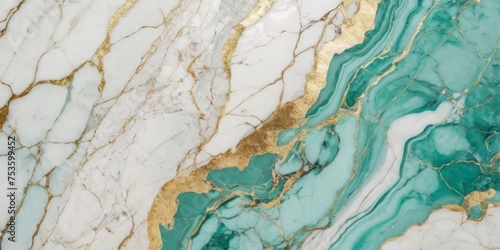 Marble Background. White Turquoise Green Marbled Texture with Gold Veins. Abstract luxury background for Wallpaper