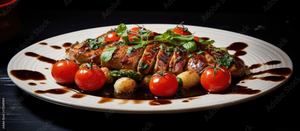 Delicious Mediterranean Cuisine Platter with Fresh Tomatoes for a Flavorful Dining Experience