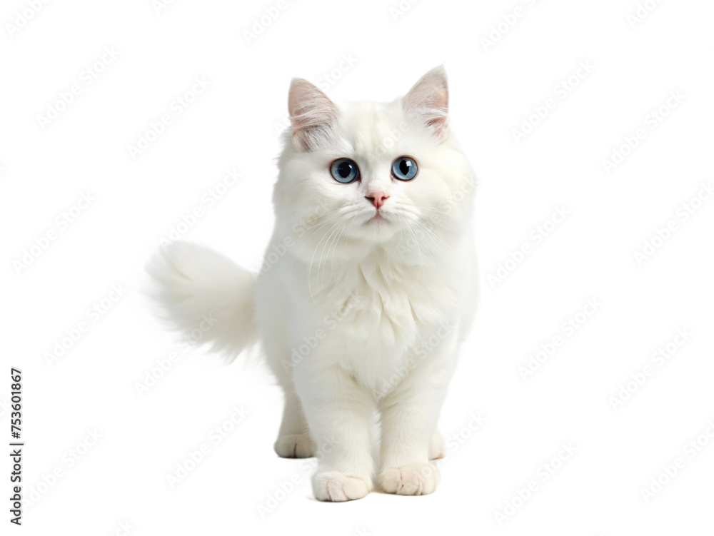 cute cat isolated white background, kitten