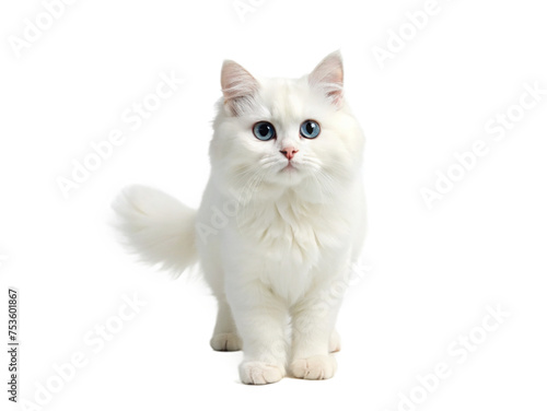 cute cat isolated white background, kitten